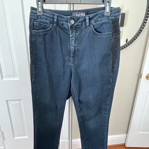 M12 - Joseph Ribkoff blue jeans, rhinstones and frayed hem